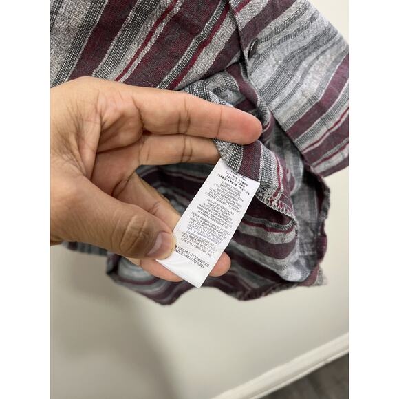 Iron Resin Striped XL Western USA Rodeo Canvas Work Chore Farm Button Up Shirt - Picture 8 of 15